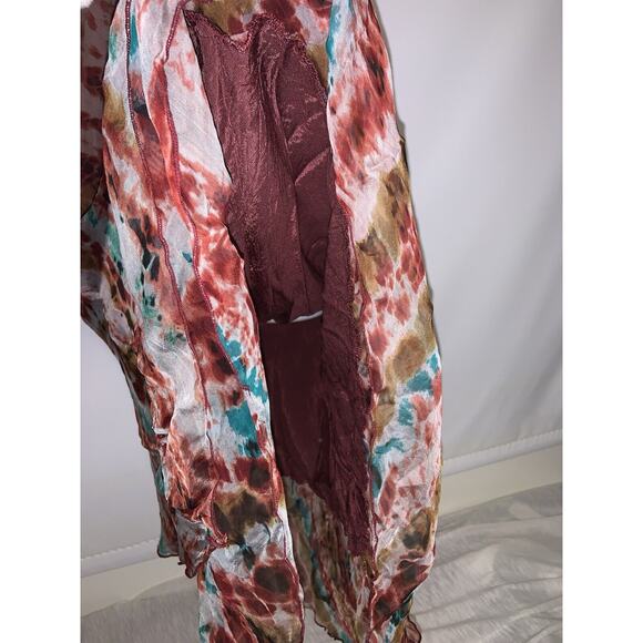 Papillon Y2K Purple Floral Mesh Halter Smock Dress Chiffon Ruffle Size Medium - Picture 4 of 8